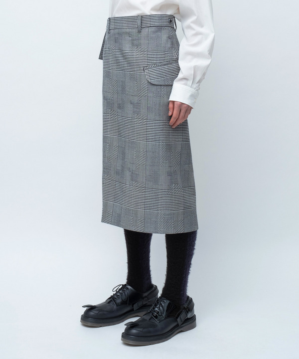 WRAP ASYMMETRY SHORTS RANDAM GLEN CHECK 詳細画像 NAVY 3