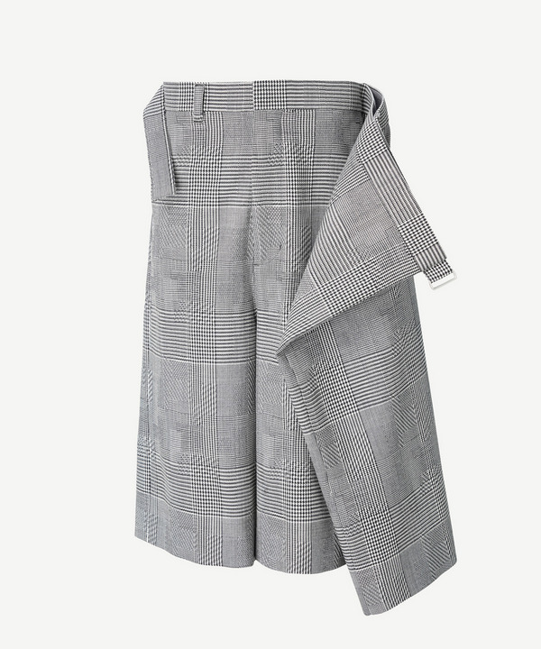 WRAP ASYMMETRY SHORTS RANDAM GLEN CHECK 詳細画像 NAVY 9