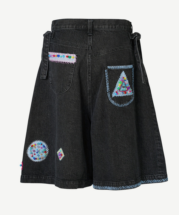 BEADS HAND DRAWING CROPPED DENIM PANTS 詳細画像 L.INDIGO 5