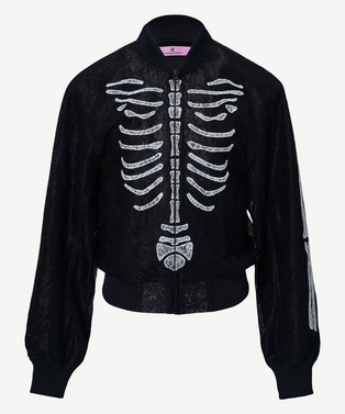 PATCHWORK BONE LACE BOMBER BLOUSON