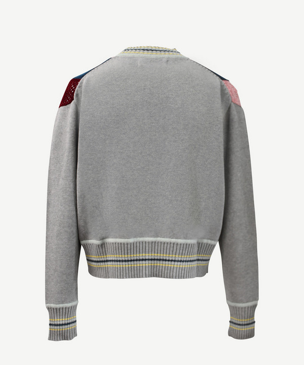 HARUKAHARU PATCHWORK CREW NECK KNIT 詳細画像 BLACK 4